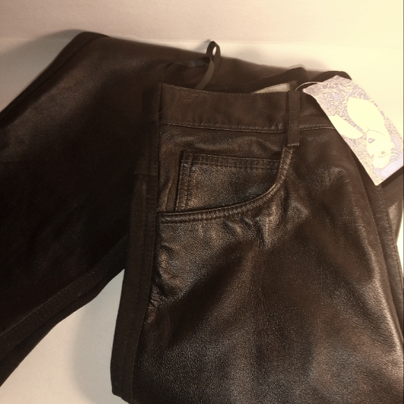 Isabel USA Leather Pants. Cotton Spandex On back-New W/Tag. Sz 2
